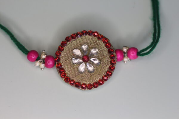 Wooden Beads and Kundan Rakhi