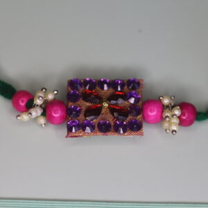 Fabric Kundan nd wooden Beads Rakhi