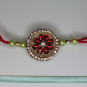Red Kundan Flower Rakhi