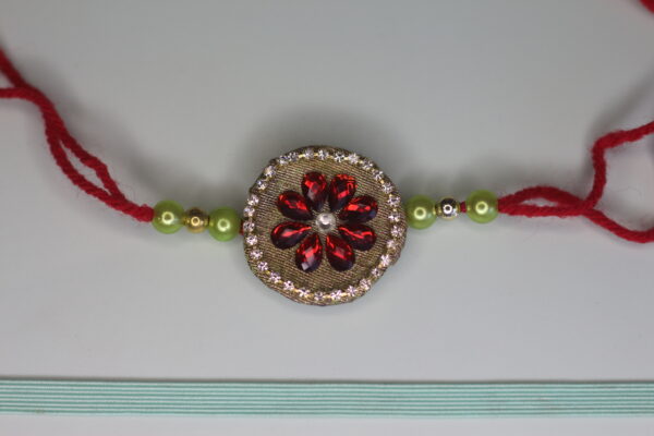 Red Kundan Flower Rakhi